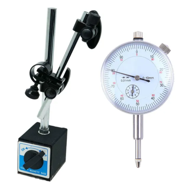 Dial Test Indicator DTI Gauge + Magnetic Base Stand Metric Precision Gauge Clock