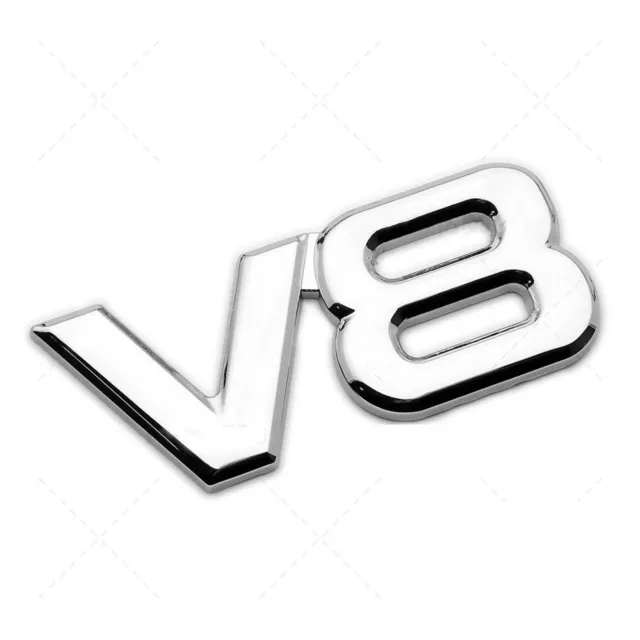 Auto Métal 3D V8 Logo Moteur Arrière Voiture Chrome V8 Emblème Autocollant Aile