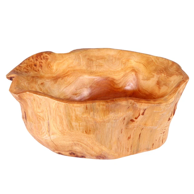 Carved Wooden Fruit Wooden Soup Bowl Salad Serving Bowl Tray Appetizer