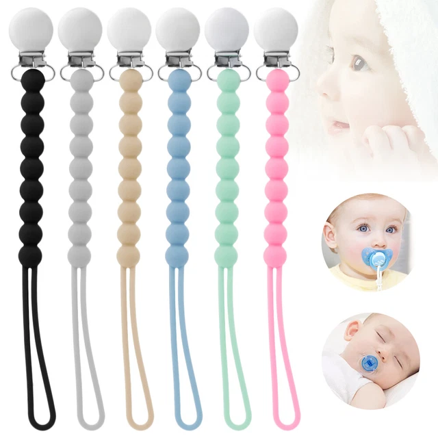 Dummy Edelstahl Silikon Baby Brustwarze Halter Zahnen Kette Schnuller Clip
