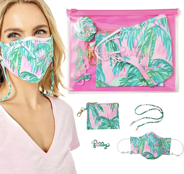 LILLY PULITZER Adult On The Go Mask Set Pink Blossom Suite View Chilly Lilly NWT