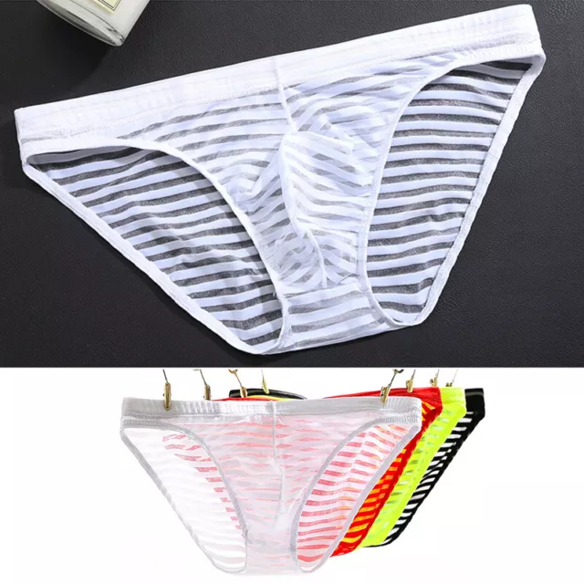 MENS SEXY SHEER Mesh Underwear Briefs Bulge Pouch Low Rise See Through ...