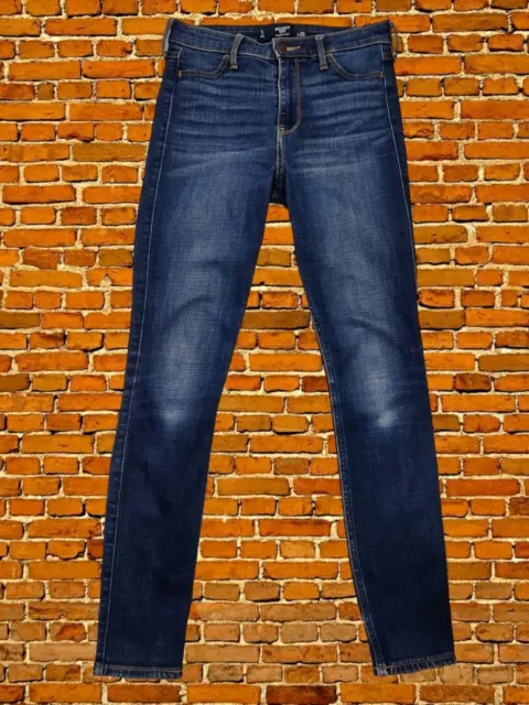 Womens Hollister Crop W25 L26 Blue Stretch Denim High Rise Cropped Skinny Jeans