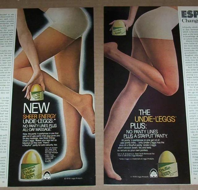 1979 PRINT AD - L'eggs Sheer Energy Undie-Leggs Pantyhose sexy girl legs  hosiery $6.99 - PicClick