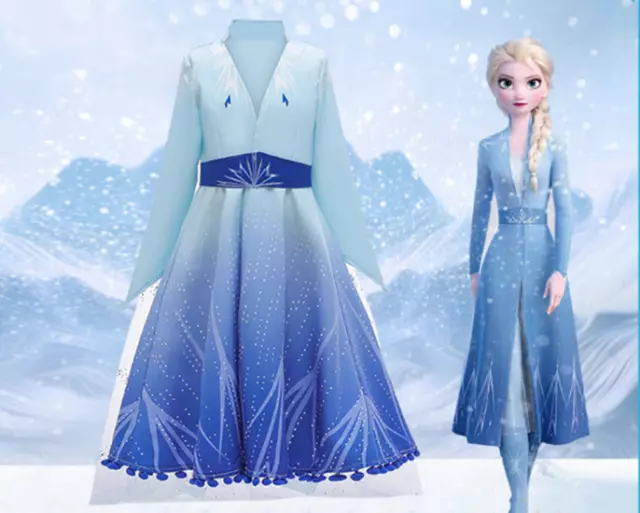Eiskönigin Prinzessin Kostüm Frozen Kleid  Elsa Mädchen Partykleid Cosplay Elsa