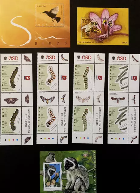 Namibia 2004 - 2010 Stamp Minisheet Collection Bee SunBird Monkey Butterflies UM