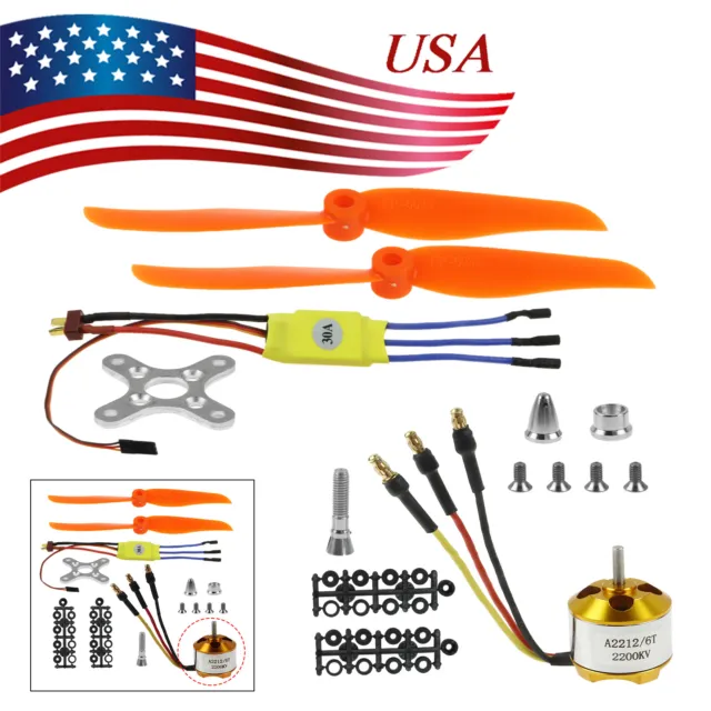 2200KV Brushless Motor 2212-6+Free Mount for RC Plane Helicopter+30A ESC Detect