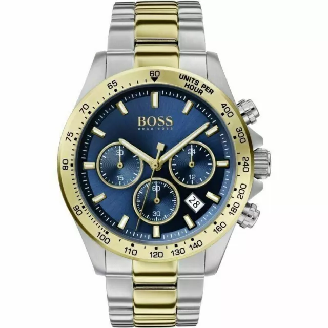 Hugo Boss Hb1513767 Hero Sport Lux Blue Dial Two Tonbracelate Watch - New
