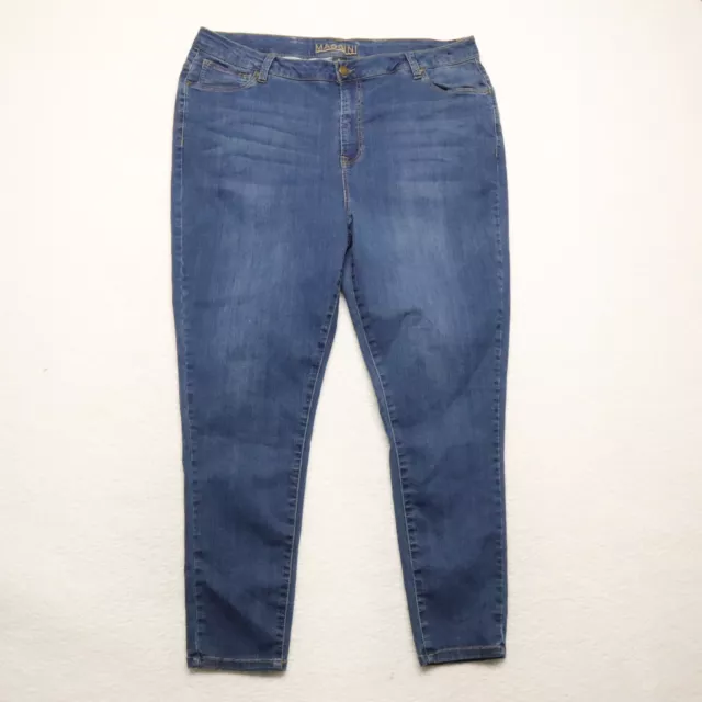 Massini Women's Plus Size 24 Blue Skinny Medium Wash Cotton Blend Stretch Jeans