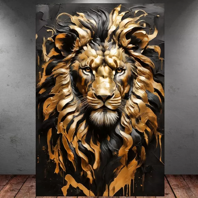 Leinwand Bild Er Xxl Pop Art Abstrakt Löwe Lion Katze Löwenkopf Wand Poster P110