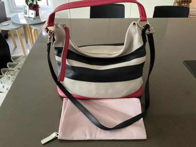 RADLEY STRIPED LEATHER SUEDE Shoulder Tote Bag Great Condition