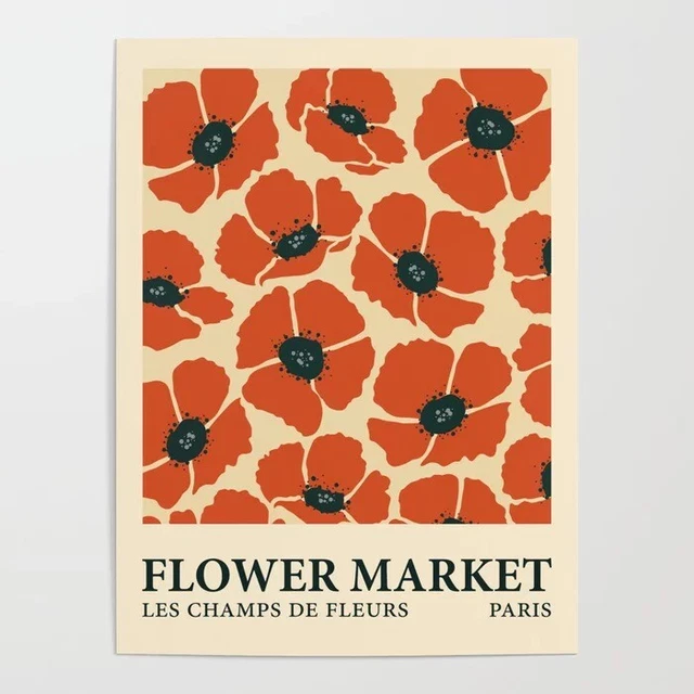 Flower market print, Blue flower art, Vienna, Posters aesthetic, Floral art