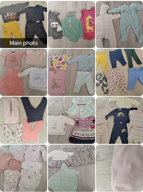 Enorme pacchetto vestiti bambina 0-3 mesi 50 articoli inc NEXT, Disney, River Island