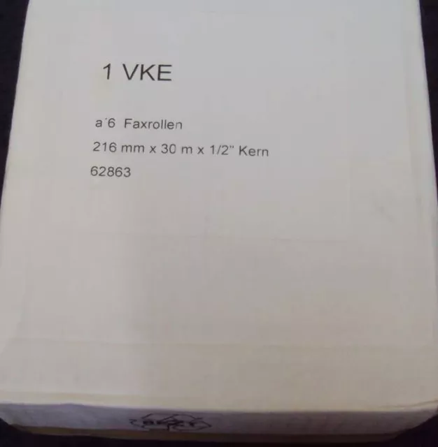 5 Faxrollen Faxpapier Fax Rolle Papier  216 mm x 30 m x 1/2" Kern Telefax