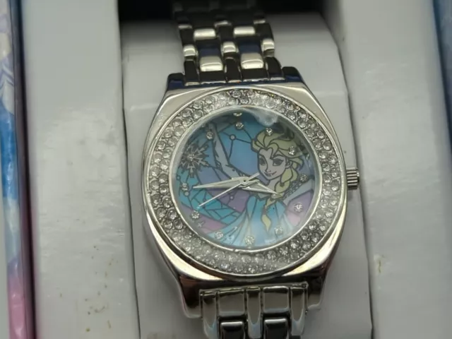 Disneys Frozen Elsa Silver Tone Girls WatchClear Gem Detailed Elsa Design UNUSED