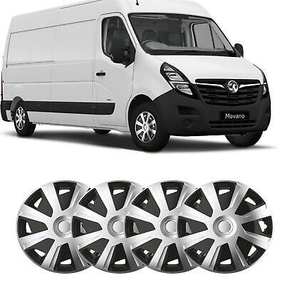 15" Vauxhall Movano fits Wheel Trims Van Hubcaps Set of 4 Black Silver Quality