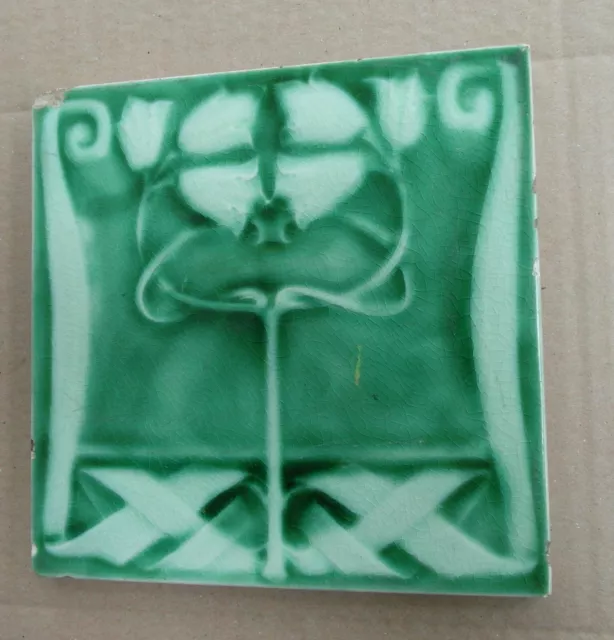 Art Nouveau period relief moulded tile  6"x6'  c1906/8