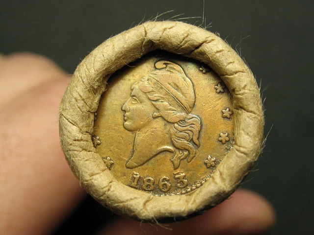 OLD ESTATE SALE ROLL! 50 WHEAT CENT PENNY COINS ~CIVIL WAR TOKEN SHOWING #150t
