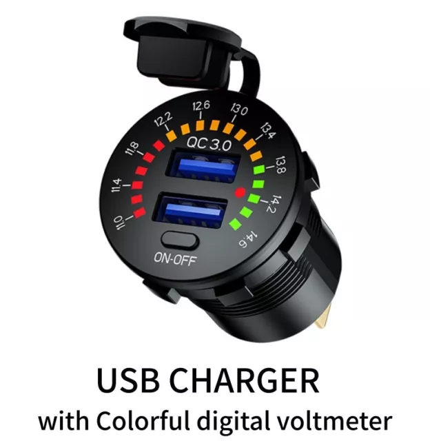 LED Digital Voltmeter Auto Steckdose Dual USB QC3.0 KFZ Ladegerät Buchse 12V/24V