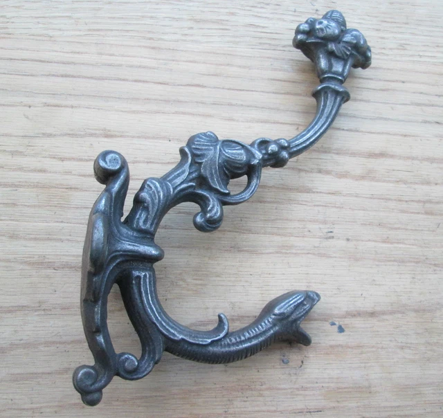 Cast Iron Rare Design Old Ornate Vintage Style Hat And & Coat Hanging Hooks