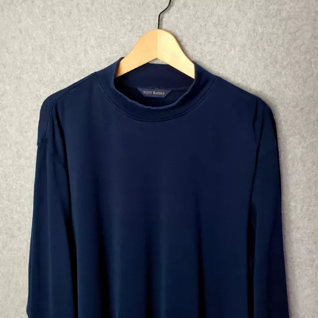 SCOTT BARBER MEN’S 2XL Navy Blue Mock Neck Pullover Pima Cotton Sweater ...