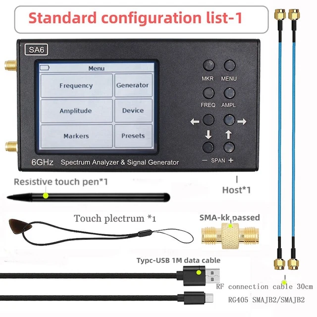 Tiny-SA Ultra Analyseur De Spectre 4" Tactile 100 KHz-5,3 GHz – Générateur Signal 2-en-1 + Carte 32 Go