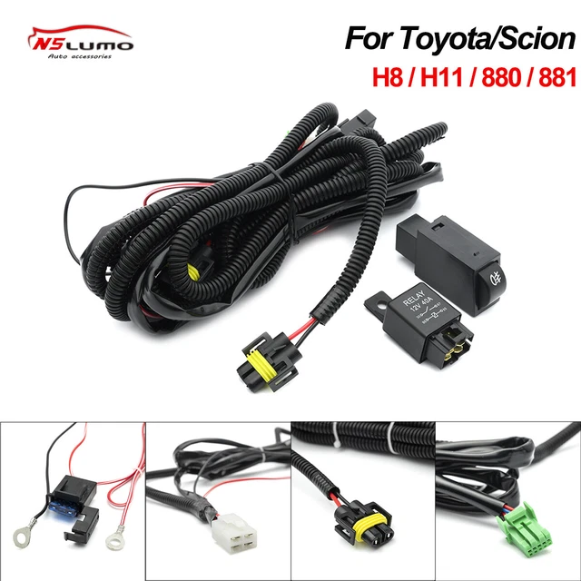 H8 H11 Relay Harness Wire Kit+LED ON/OFF Switch For Fog Lights Scion Toyota 86