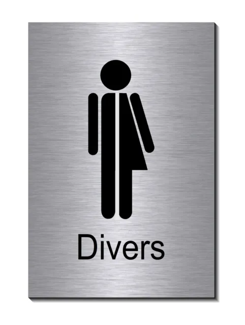 Männlich-Weiblich-Divers-Alu-Edelstahl-Optik-Schild-15x10 cm-Toilette-WC-Hinweis