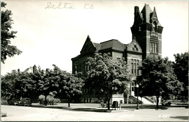RPPC Escanaba Michigan MI - Delta County Court House  UNP Postcard