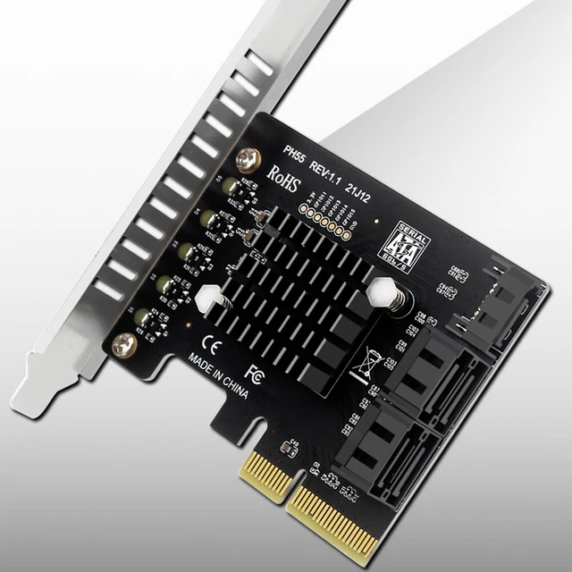 Scheda Di Espansione PCI Express A SATA 3.0 4 Porte - Adattatore PCIe 2.0 X1 A SATA III 6Gbps - Con Staffe 4U/2U