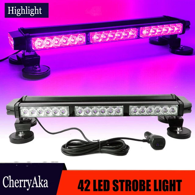 21" 42LED 126W Emergency Warning Double Side Strobe Flash Light Bar Purple