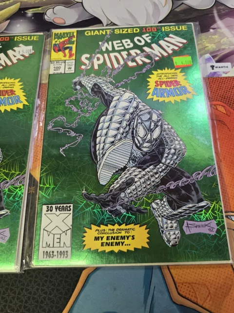 Web of Spider-man #100 NM- 1st Appearance of Spider Armor Foil Cover 1993