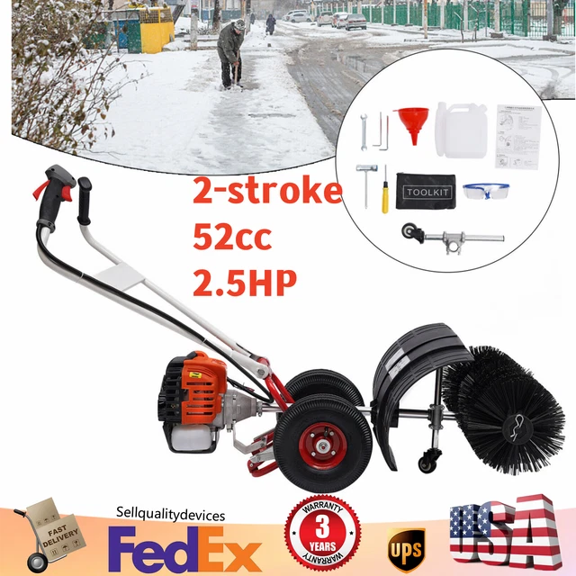 2-stroke 52cc Gas Power Sweeper Driveway Grass Cleaning Sweeping Machine 2.5HP