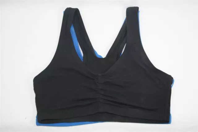 103X06 Barely There H570 Cotton Active Racerback Bra 2-Pack MD Blue/Black NWOT