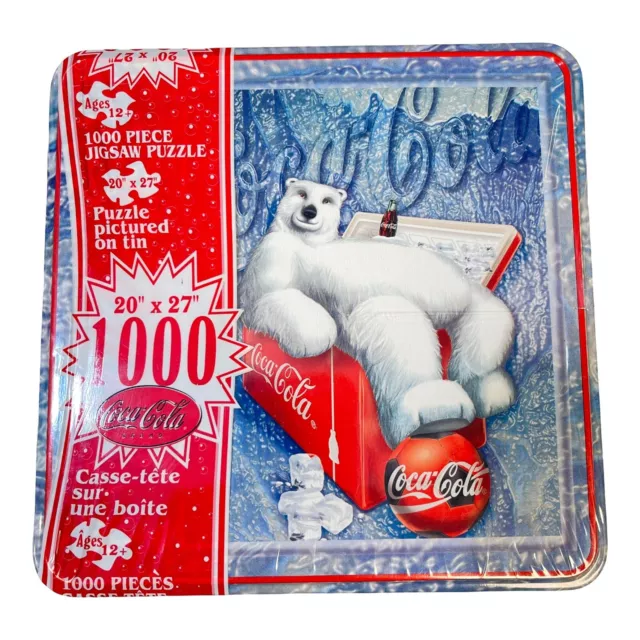 Coca-Cola Collectible Sealed Tin 1000 Piece Puzzle 20” X 27” Polar Bear 1998