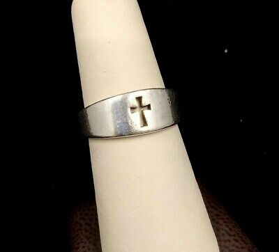 James Avery Sterling Silver Wide Crosslet Ring Band Size 8