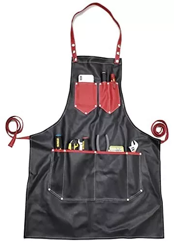 Professional Barber Apron for Hairdresser With 6 Waterproof Leather Pockets UK