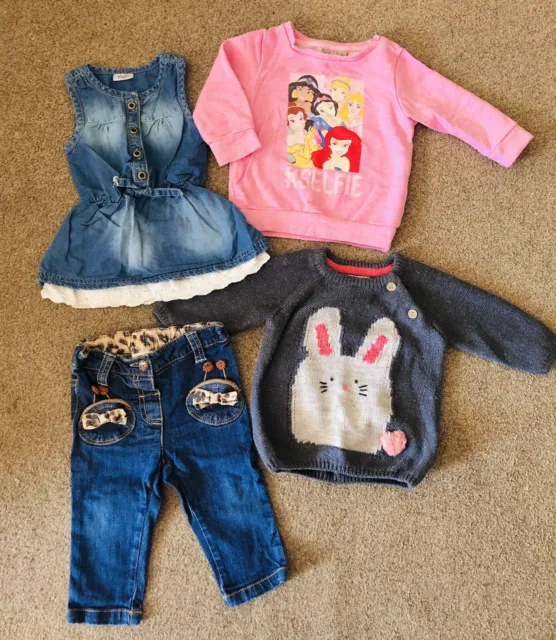 Next F&F Baby Girl Jeans Dress Top Long Sleeves Size 6-8 Months Bundle Clothes