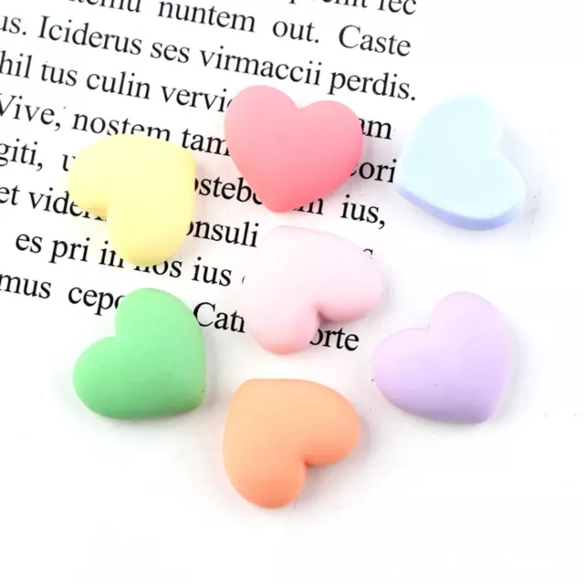 50pcs Mixed Matte Color Flatback Resin Mini Heart 14mm Decor Cabochon Scrapbook