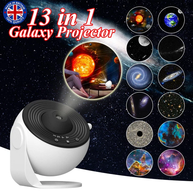 2-in-1 Galaxy Projector Night Light – Starry Sky Projector & Lamp, 360° Adjustable, USB Powered, With 24 Slides