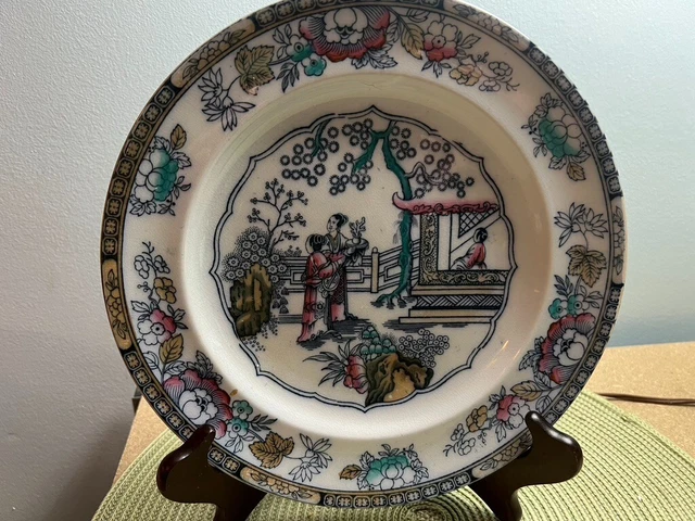 Antique Hope And Carter (H&C) Tea House Pattern Hand Painted Garden Scene Dinner