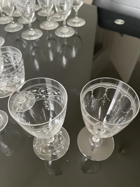ancien service de verres en cristal grave baccarat st louis XIXe siècle 11