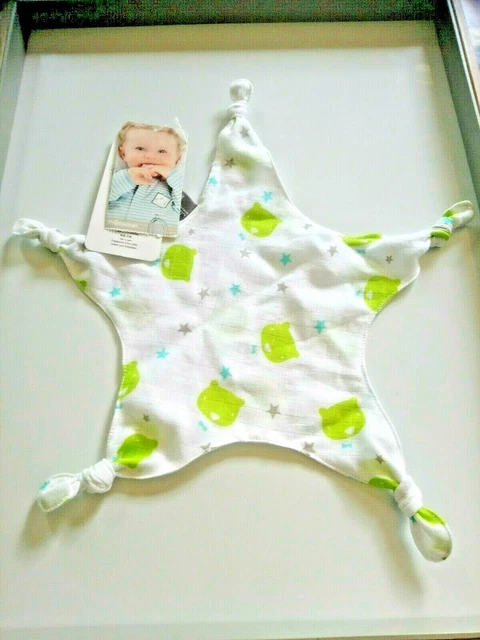 Doudou plat étoile lange blanc ours vert bleu gris Orchestra Premaman