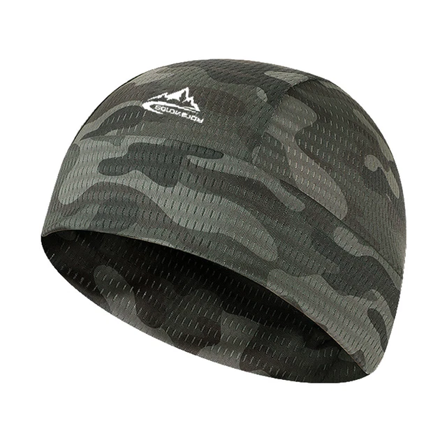 Cycling Helmet Lining Beanie Ice Silk Quick Drying Running Cap (Green Camo) FS2#