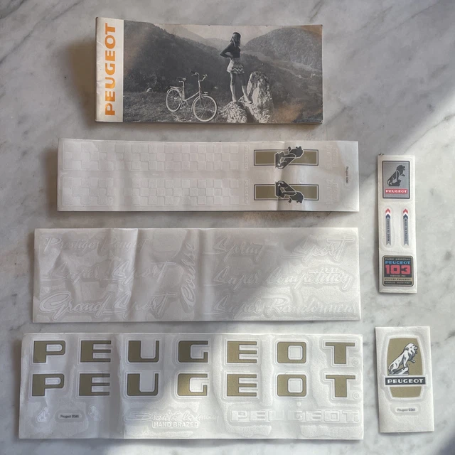 VINTAGE PEUGEOT 1973 Catalog/Brochure 94.160 and Bicycle Frame Decals