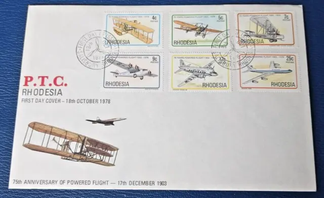 Rhodesia 1978  The 75th Anniversary of Powered Flight set on First Day Cover