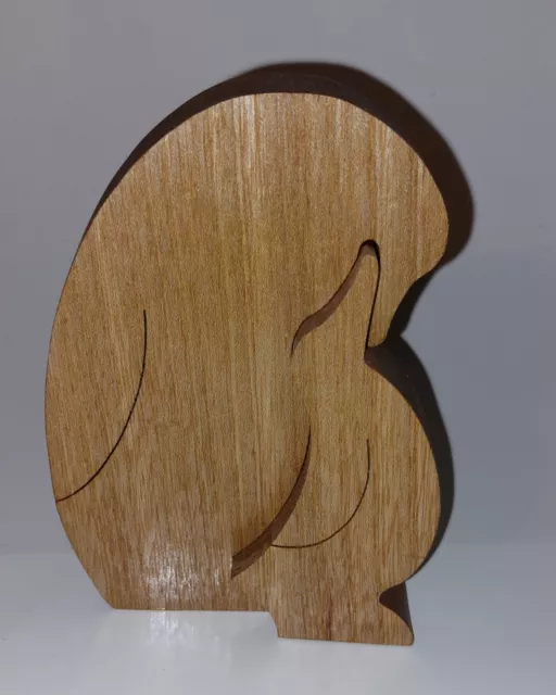 Two Wooden Penguins 2 Piece Puzzle Ornament Hand Carved