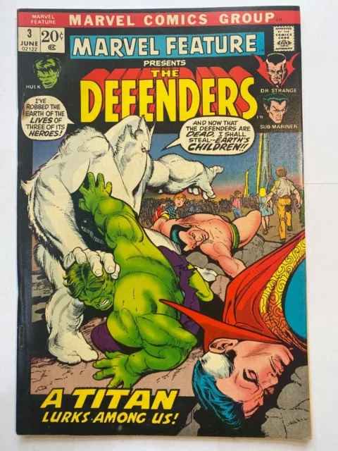 MARVEL FEATURE feat THE DEFENDERS #3 Bronze Age Marvel Comics 1972 FN