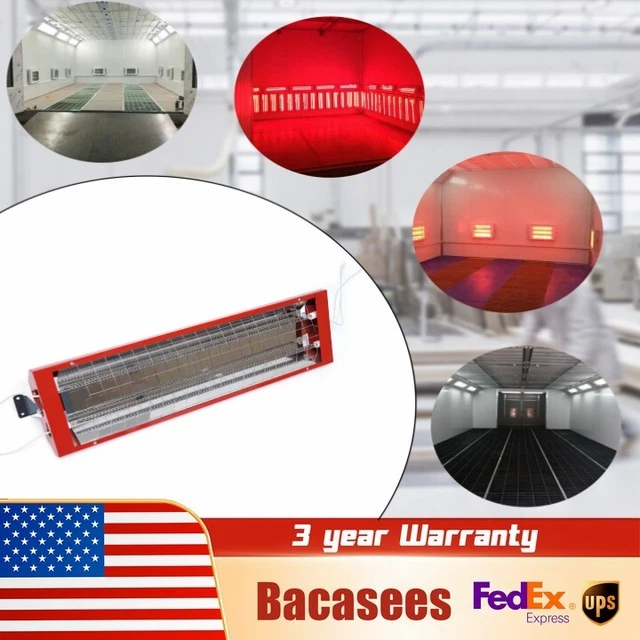 2Pcs Auto Paint Booth Infrared Paint Curing Lamp Double Tube Heating Baking Lamp