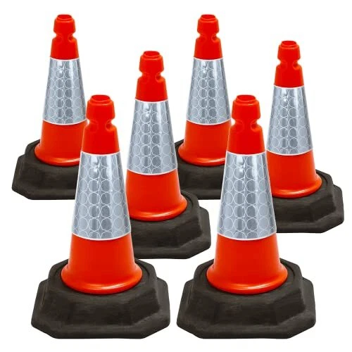 Street Solutions 6 Pack Traffic Safety Cones 18'' inches with Reflective Orange